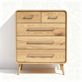 Wooden nightstand with four drawers in natural finish 40 x 40 x 80cm