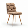 Upholstered dining chair with honeycomb pattern fabric and wooden legs 45 x 45 x 85cm
