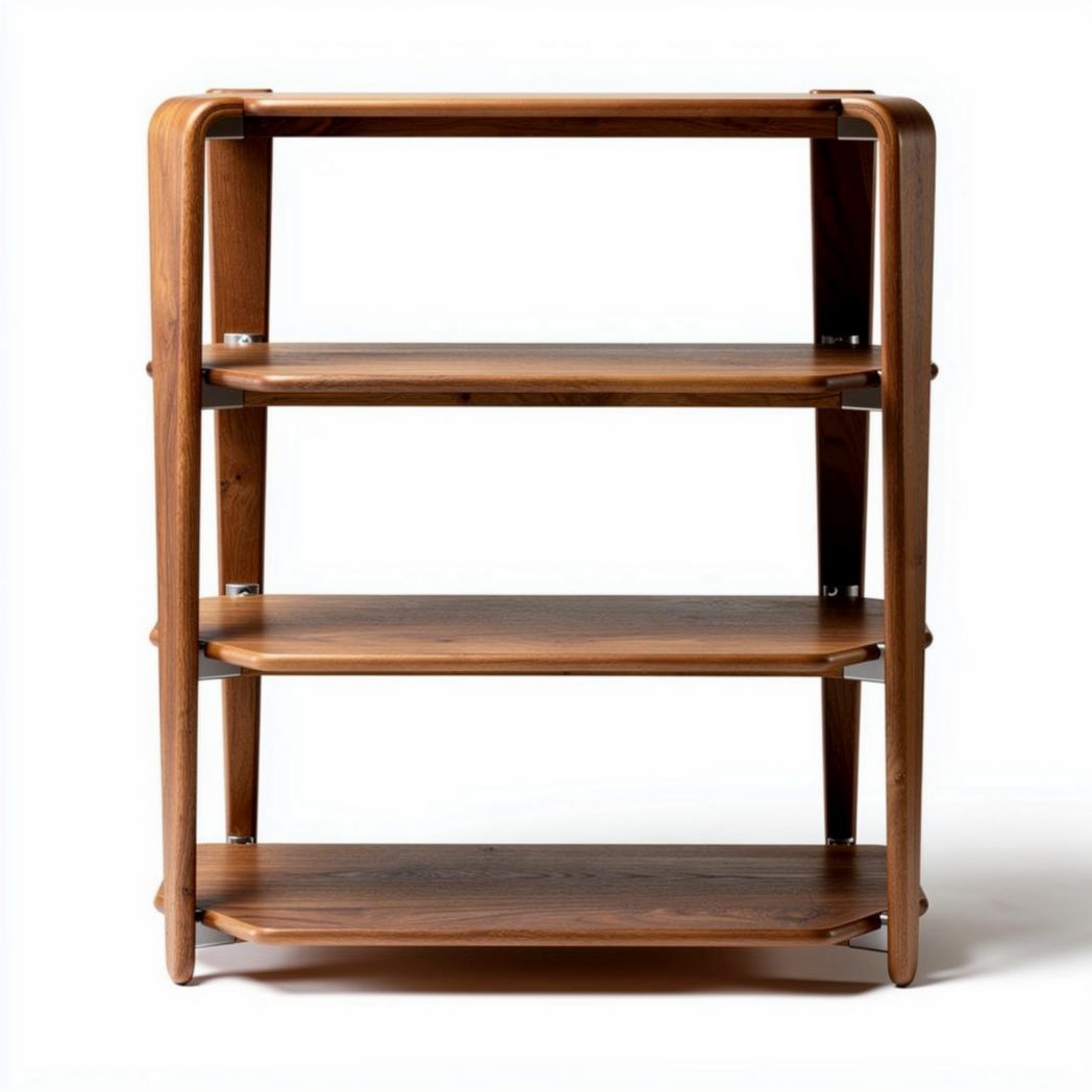 Wooden shelving unit with three tiers suitable for decorative display 80 x 40 x 100cm
