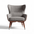 Mid-century modern armchair in gray fabric with wooden legs 75 x 80 x 90cm