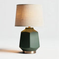 Ceramic table lamp with fabric shade in green and beige 20 x 20 x 40cm