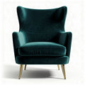 Velvet accent chair with gold metal legs in deep green 80 x 75 x 90cm