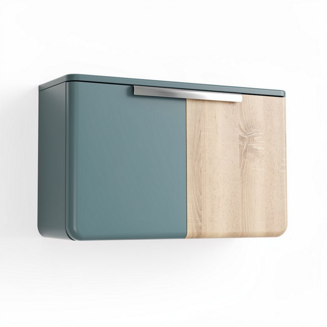 Wall-mounted storage cabinet with wooden door and metal handle 50 x 30 x 20cm