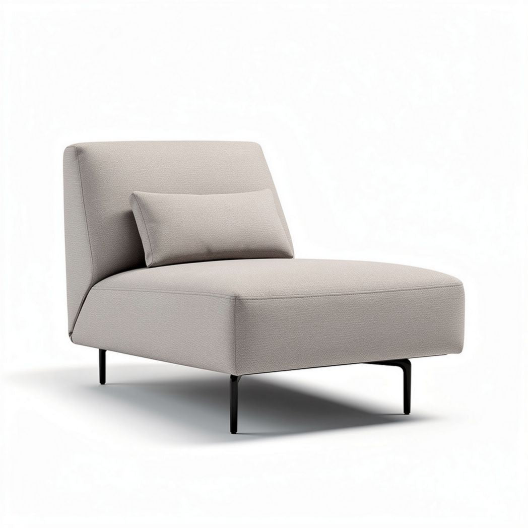Modern lounge chair with removable cushion in light gray fabric 90 x 80 x 75cm