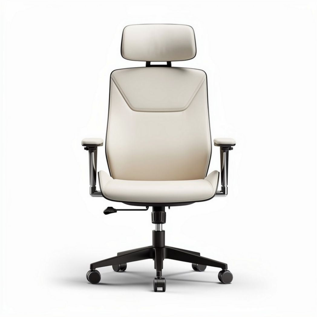 Ergonomic office chair with adjustable headrest soft leather upholstery 60 x 60 x 120cm